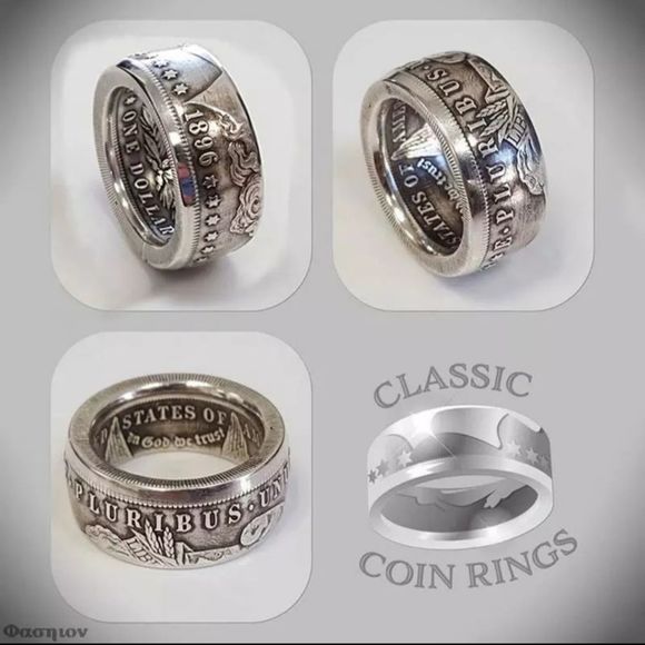 Morgan silver dollar ring silver filled thick size 7-13 unisex - Picture 4 of 6